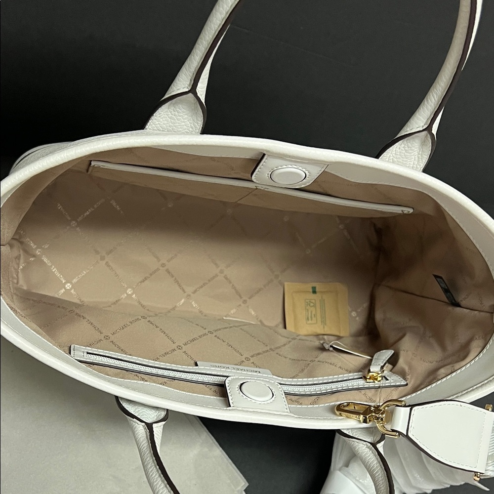 Michael Kors Optic White Satchel with Gold Logo - Picture 7 of 13